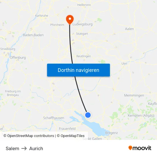 Salem to Aurich map