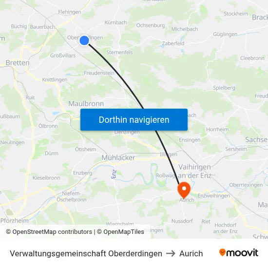 Verwaltungsgemeinschaft Oberderdingen to Aurich map