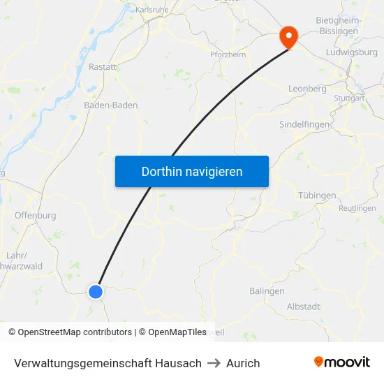 Verwaltungsgemeinschaft Hausach to Aurich map