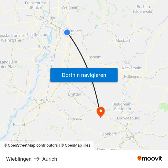 Wieblingen to Aurich map