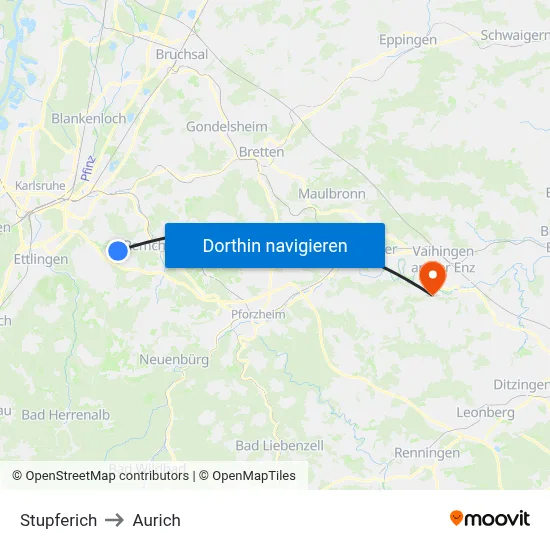 Stupferich to Aurich map