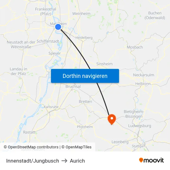 Innenstadt/Jungbusch to Aurich map