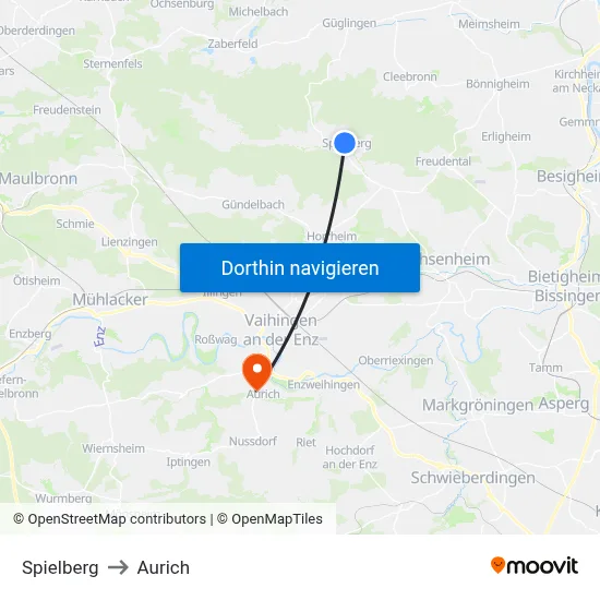 Spielberg to Aurich map