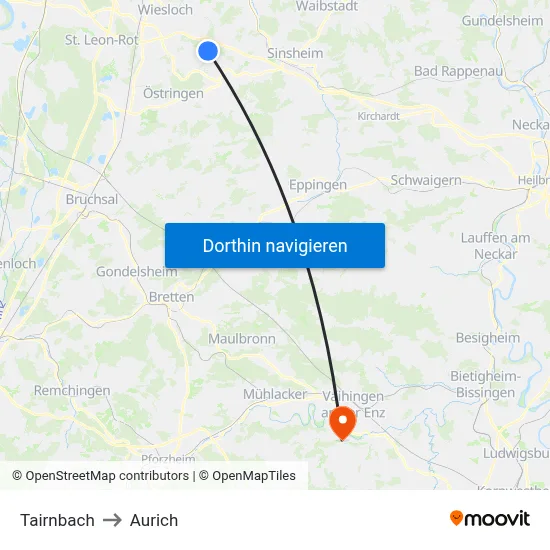 Tairnbach to Aurich map