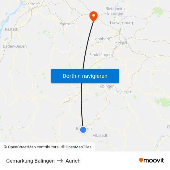 Gemarkung Balingen to Aurich map