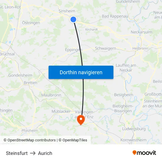 Steinsfurt to Aurich map