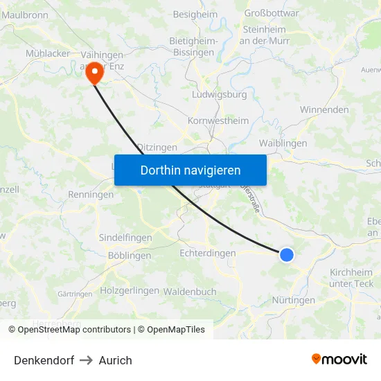 Denkendorf to Aurich map