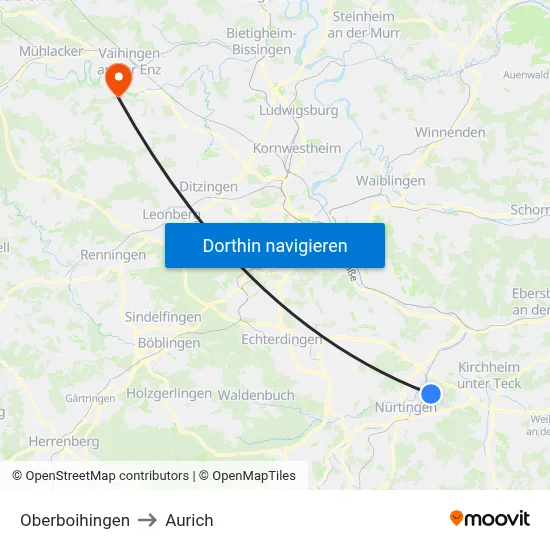 Oberboihingen to Aurich map