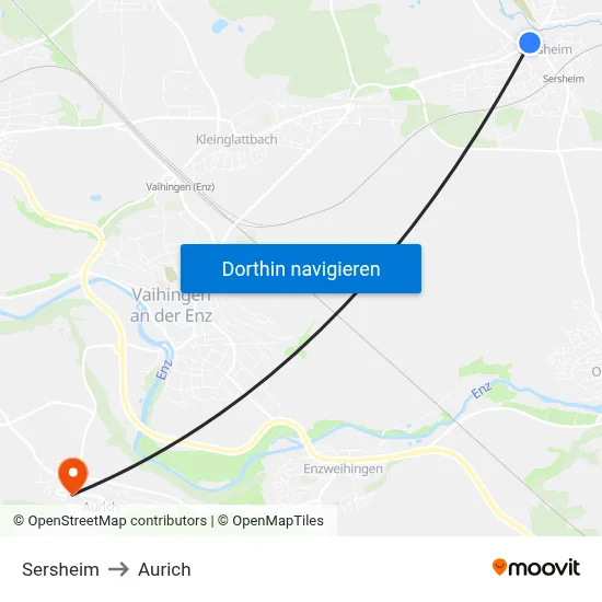 Sersheim to Aurich map