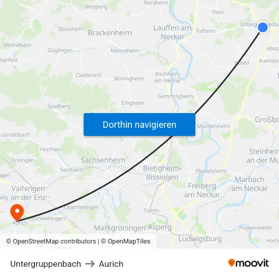 Untergruppenbach to Aurich map