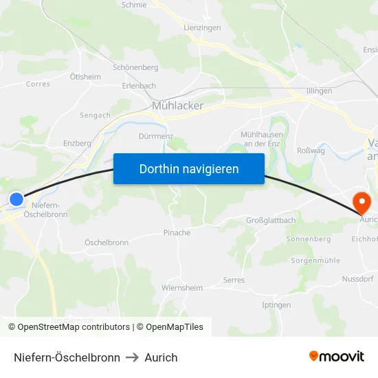 Niefern-Öschelbronn to Aurich map
