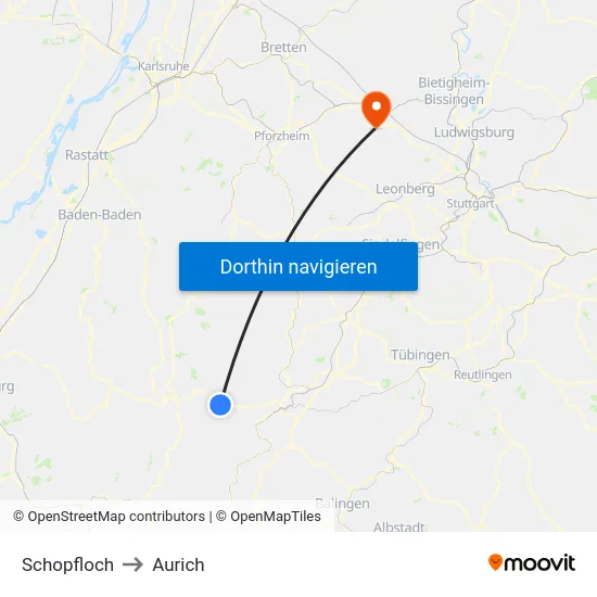 Schopfloch to Aurich map