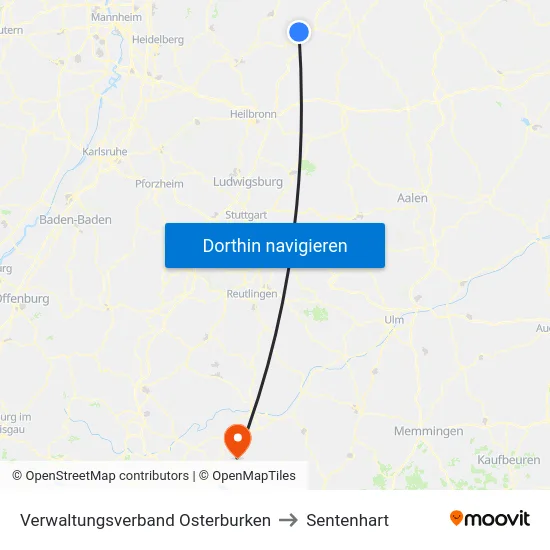 Verwaltungsverband Osterburken to Sentenhart map