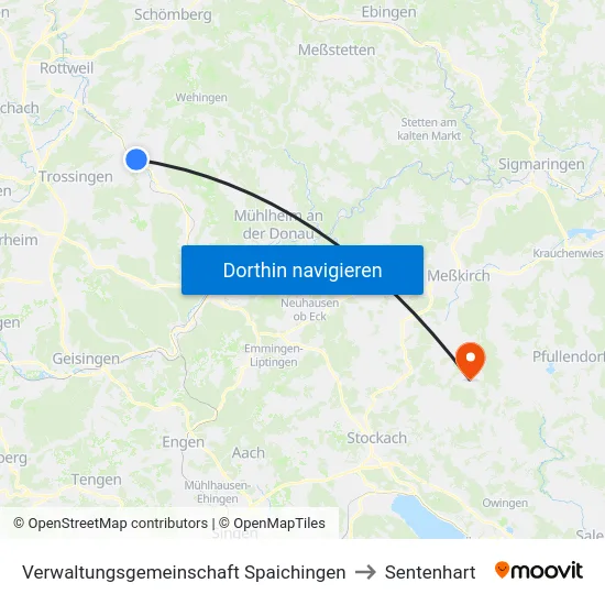 Verwaltungsgemeinschaft Spaichingen to Sentenhart map