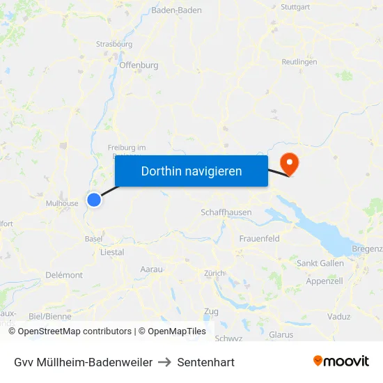 Gvv Müllheim-Badenweiler to Sentenhart map