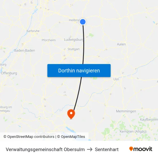 Verwaltungsgemeinschaft Obersulm to Sentenhart map