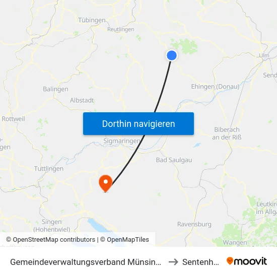 Gemeindeverwaltungsverband Münsingen to Sentenhart map