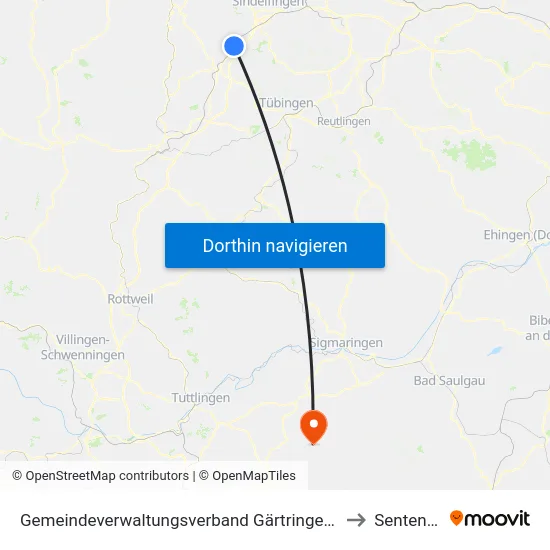 Gemeindeverwaltungsverband Gärtringen/Ehningen to Sentenhart map