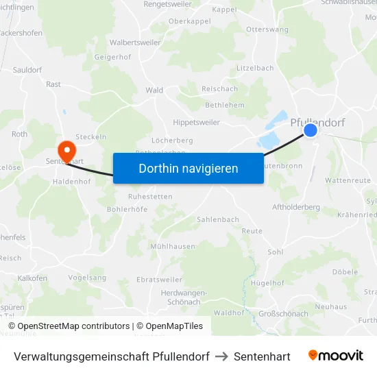 Verwaltungsgemeinschaft Pfullendorf to Sentenhart map