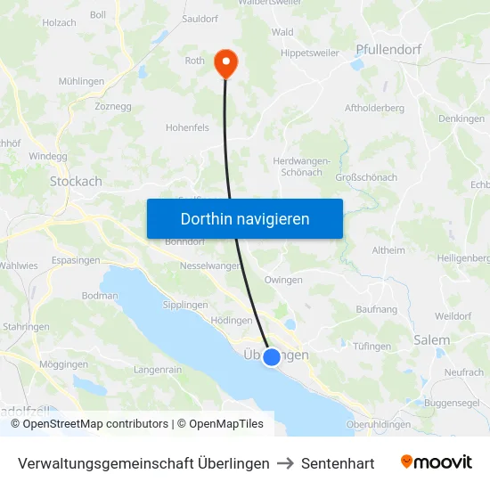 Verwaltungsgemeinschaft Überlingen to Sentenhart map