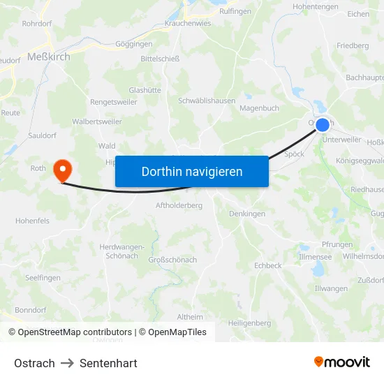 Ostrach to Sentenhart map