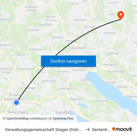 Verwaltungsgemeinschaft Singen (Hohentwiel) to Sentenhart map
