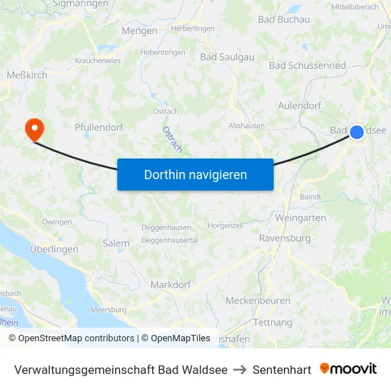 Verwaltungsgemeinschaft Bad Waldsee to Sentenhart map