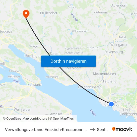 Verwaltungsverband Eriskirch-Kressbronn am Bodensee-Langenargen to Sentenhart map