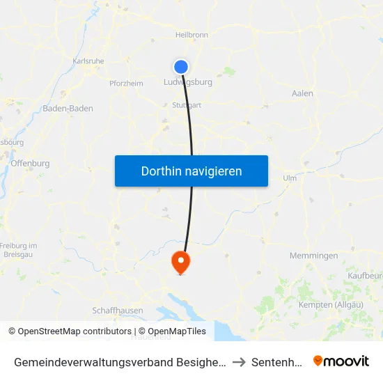 Gemeindeverwaltungsverband Besigheim to Sentenhart map