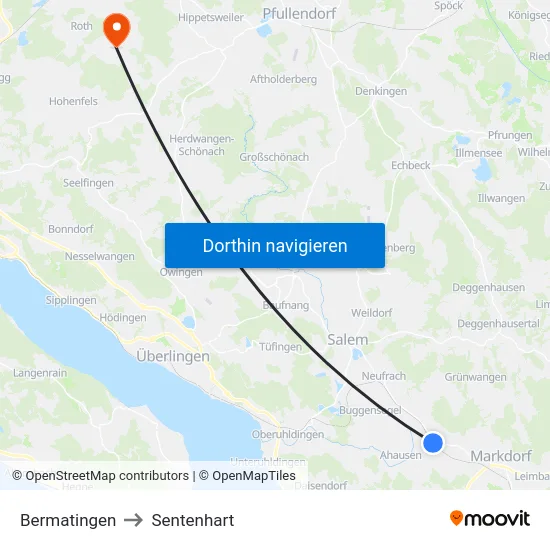 Bermatingen to Sentenhart map