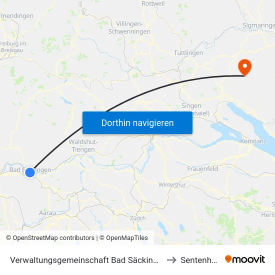 Verwaltungsgemeinschaft Bad Säckingen to Sentenhart map