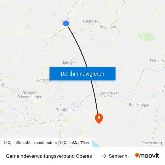Gemeindeverwaltungsverband Oberes Gäu to Sentenhart map