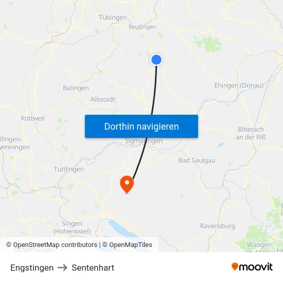 Engstingen to Sentenhart map
