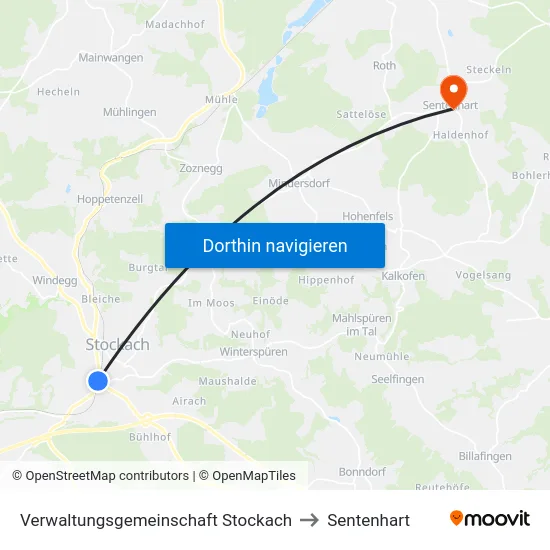 Verwaltungsgemeinschaft Stockach to Sentenhart map