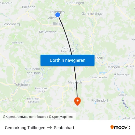 Gemarkung Tailfingen to Sentenhart map