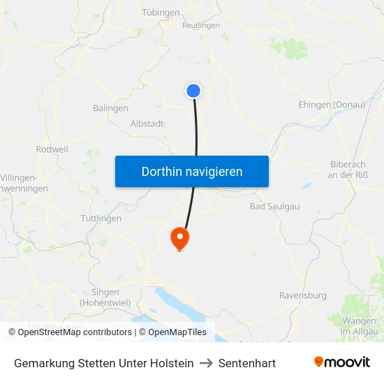 Gemarkung Stetten Unter Holstein to Sentenhart map