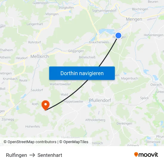 Rulfingen to Sentenhart map