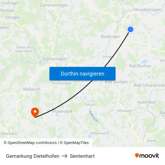 Gemarkung Dietelhofen to Sentenhart map