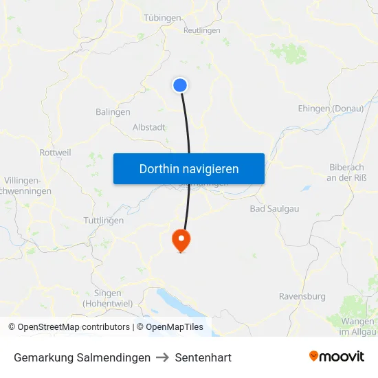 Gemarkung Salmendingen to Sentenhart map