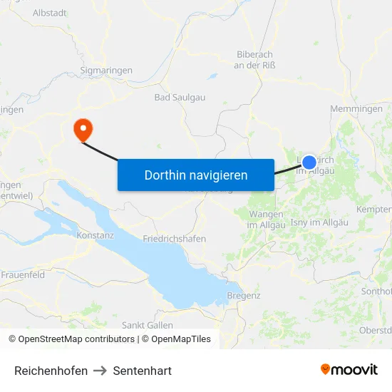 Reichenhofen to Sentenhart map