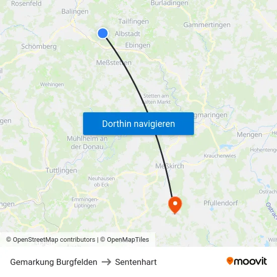 Gemarkung Burgfelden to Sentenhart map