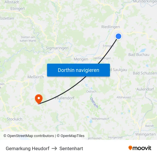 Gemarkung Heudorf to Sentenhart map