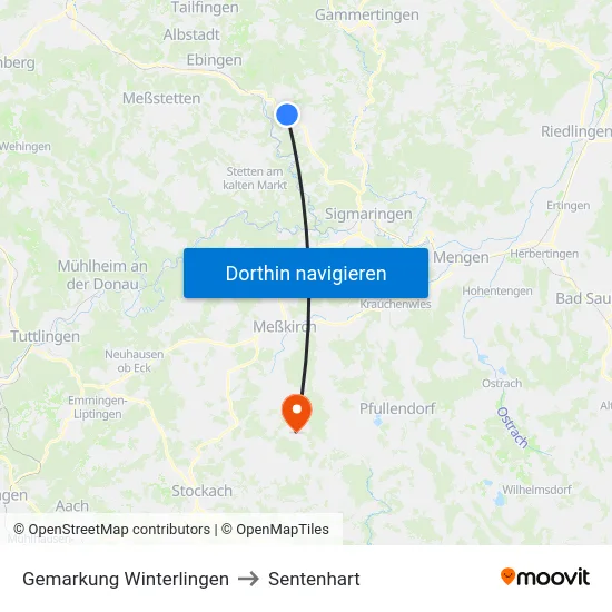 Gemarkung Winterlingen to Sentenhart map