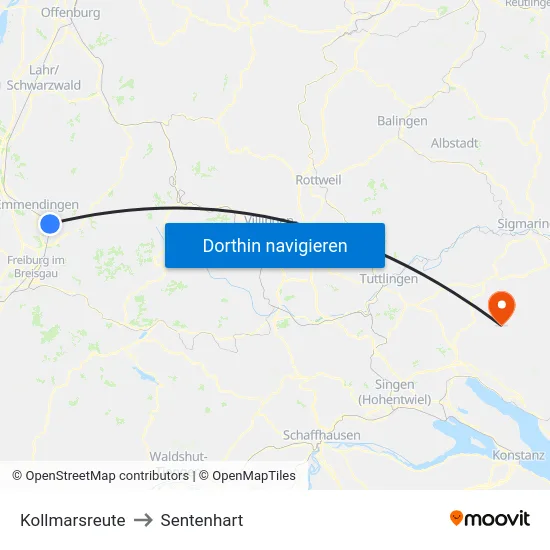 Kollmarsreute to Sentenhart map