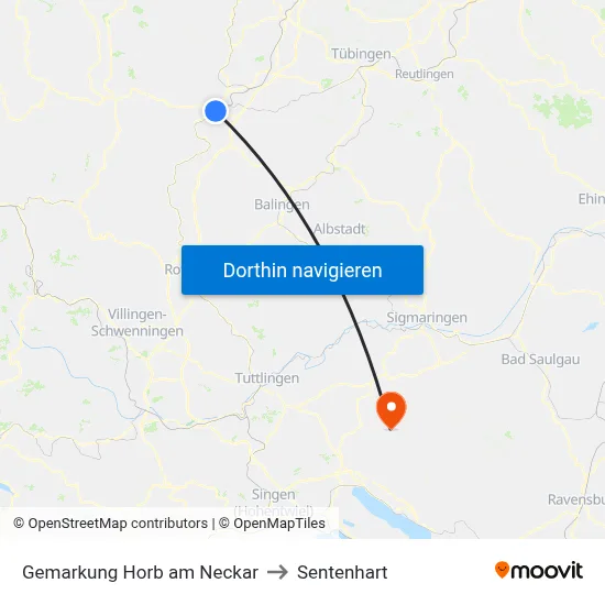 Gemarkung Horb am Neckar to Sentenhart map