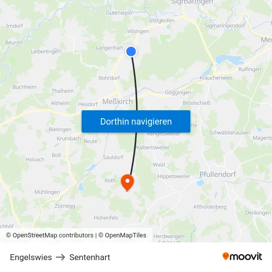 Engelswies to Sentenhart map