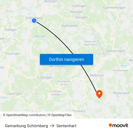 Gemarkung Schömberg to Sentenhart map