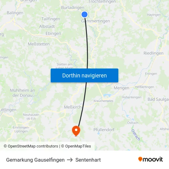 Gemarkung Gauselfingen to Sentenhart map