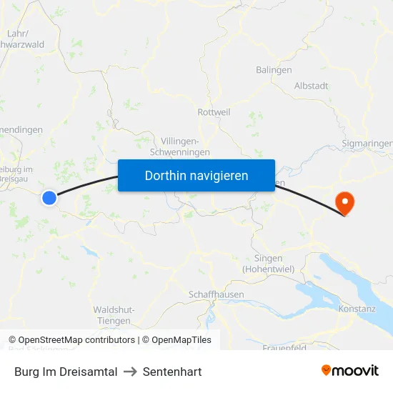 Burg Im Dreisamtal to Sentenhart map