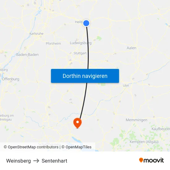 Weinsberg to Sentenhart map